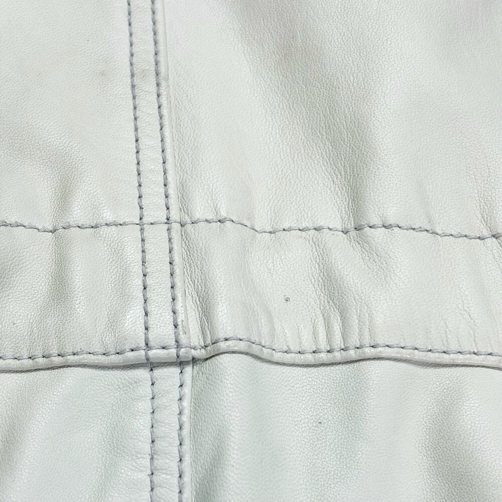 Gap Vintage 90s Y2K White Leather Jacket Large - Picture 4 of 9